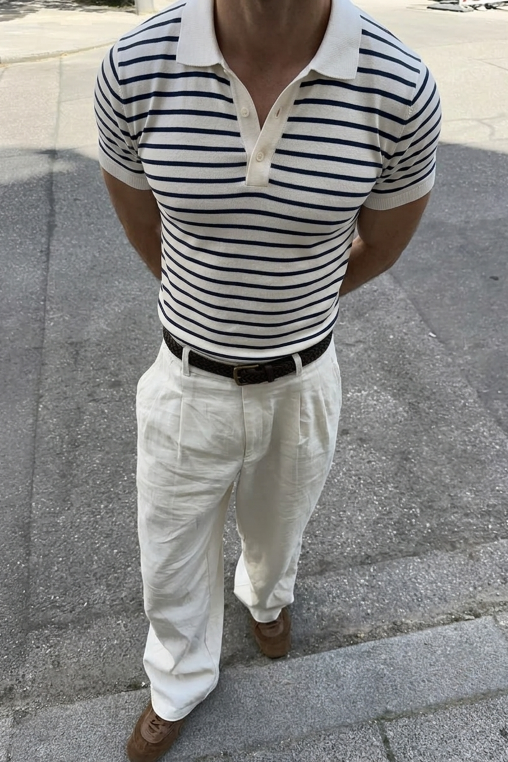 Knitted Stripe Polo Shirt