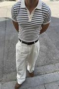 Knitted Stripe Polo Shirt