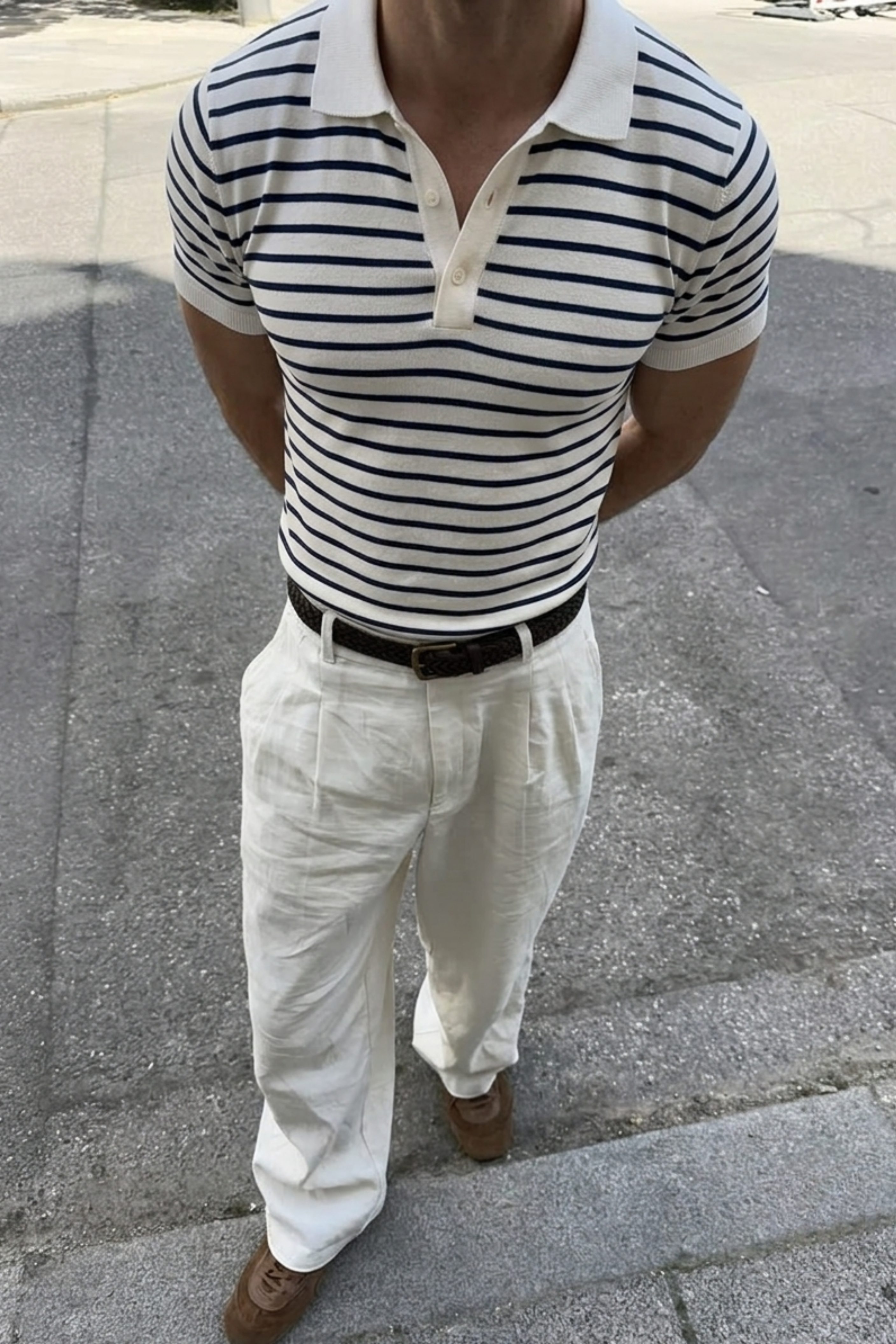Knitted Stripe Polo Shirt