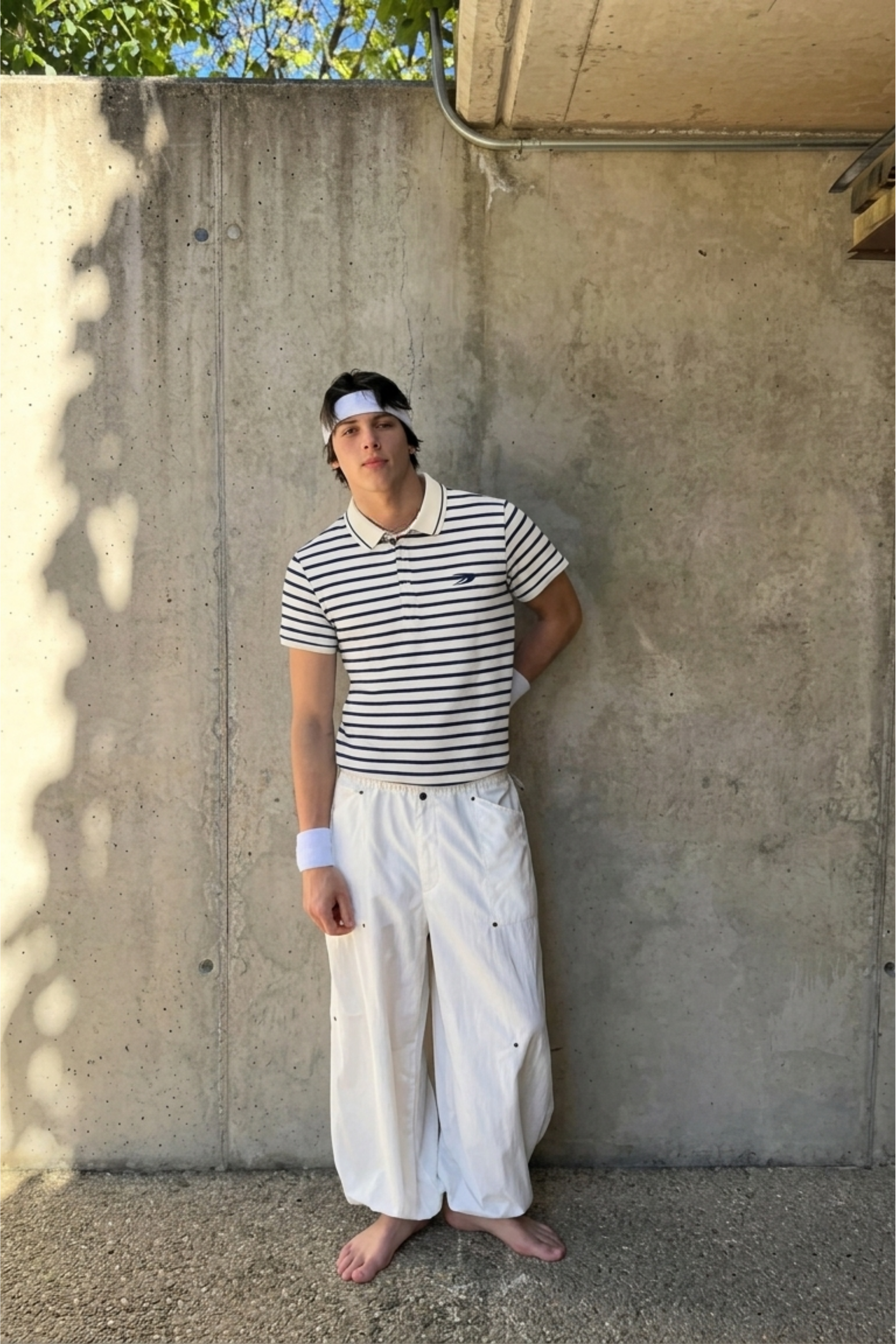 Knitted Stripe Polo Shirt