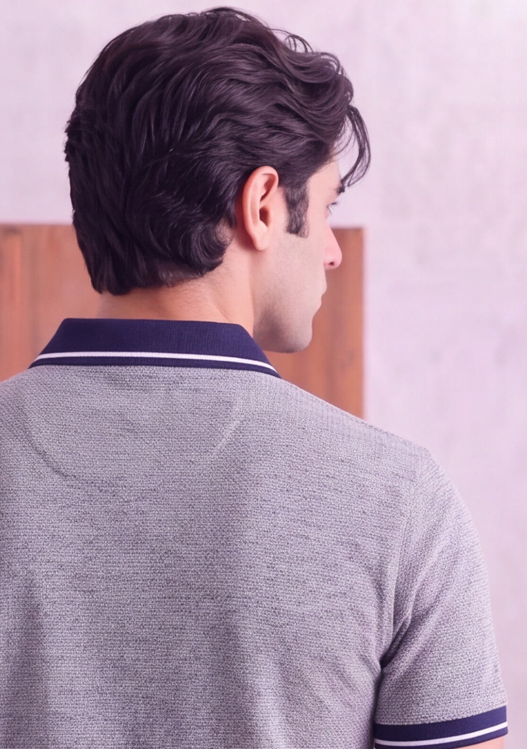 Grey Texture Polo Shirt