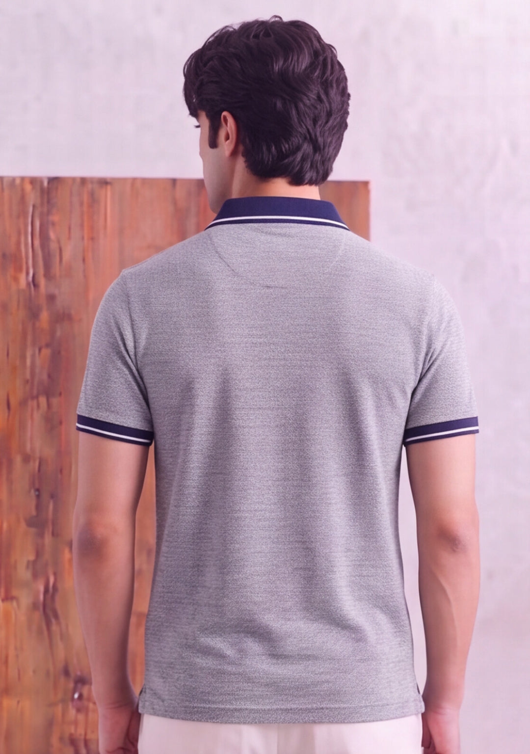 Grey Texture Polo Shirt