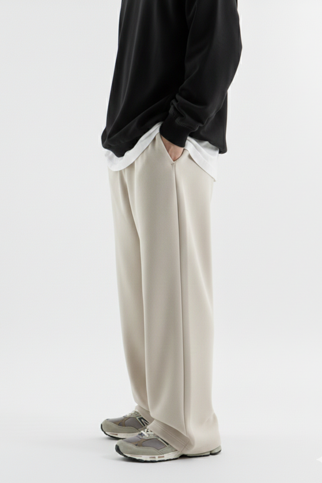 Men's Loose Fit  Beige Trouser