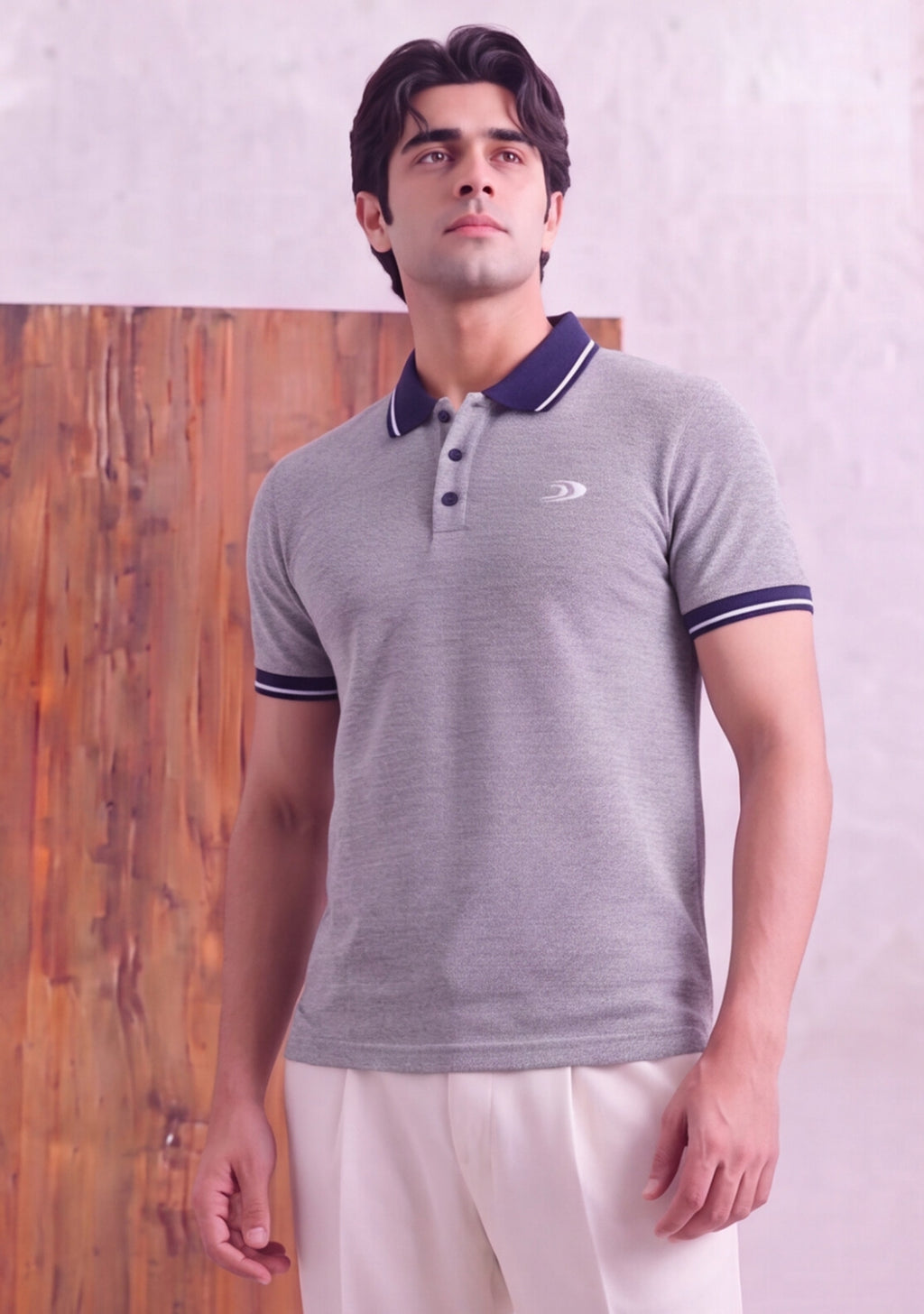Grey Texture Polo Shirt