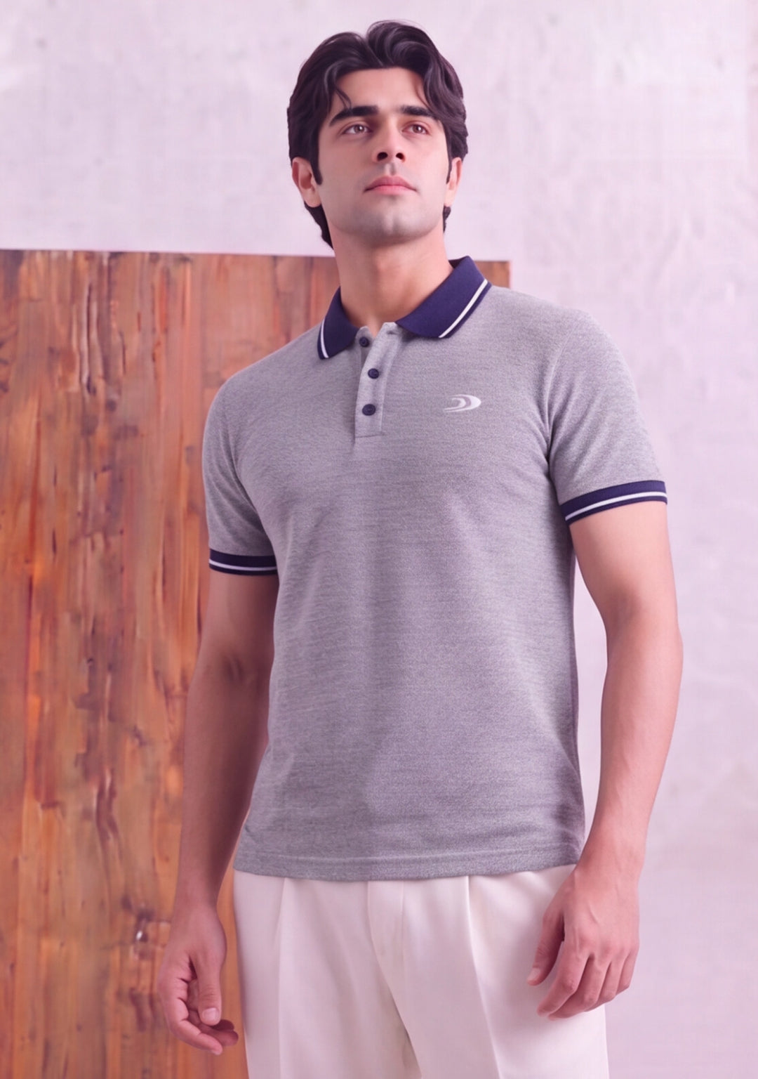 Grey Texture Polo Shirt