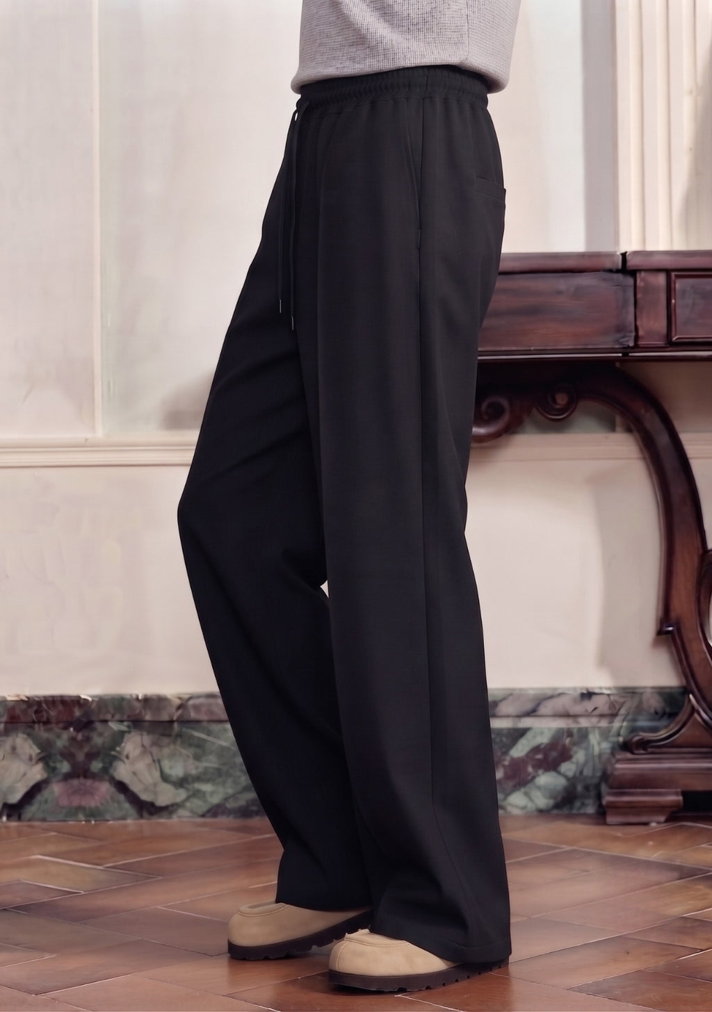 Pleated Straight Leg Trouser