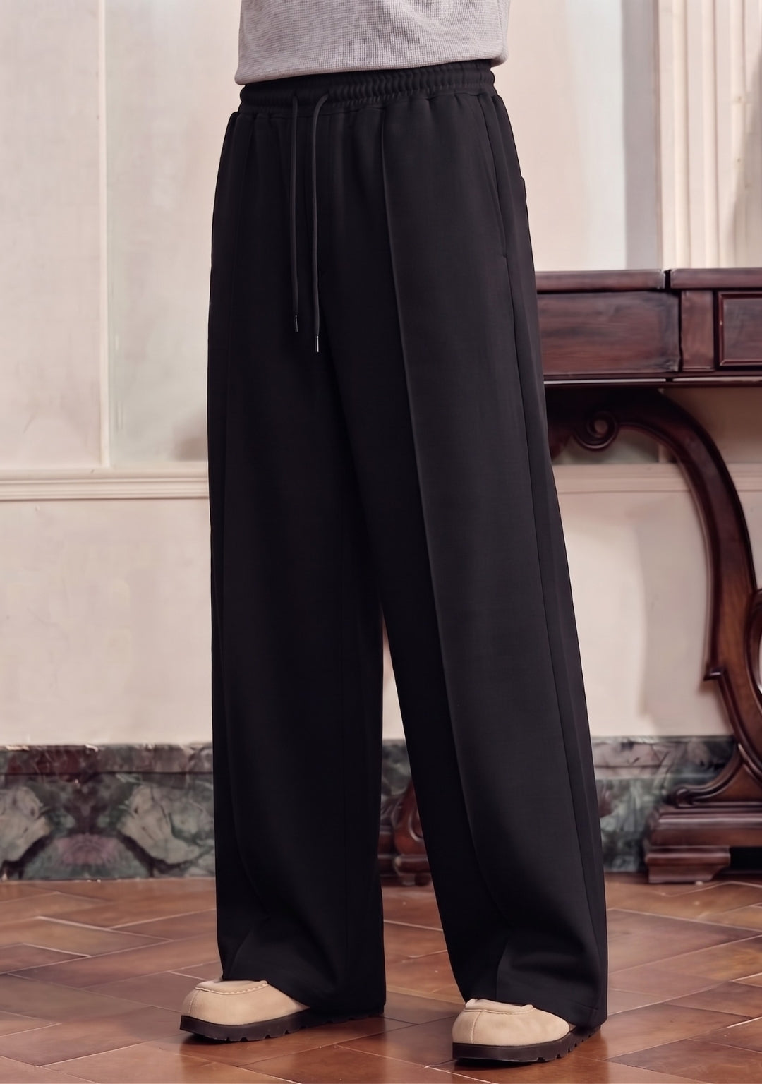 Pleated Straight Leg Trouser
