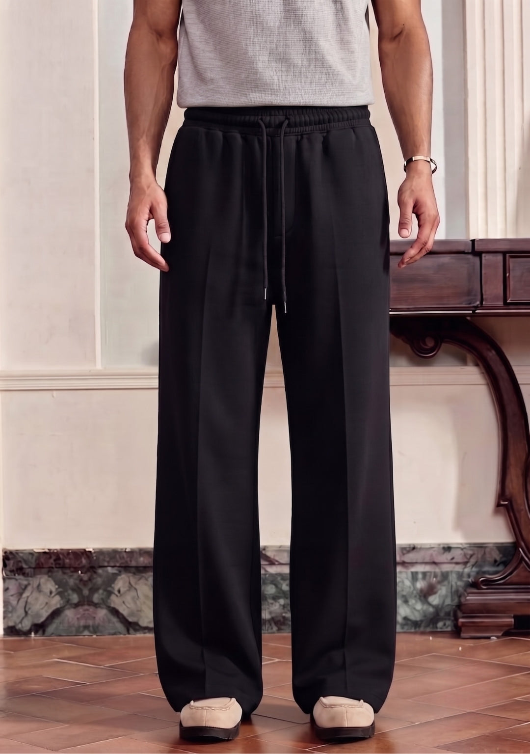 Pleated Straight Leg Trouser