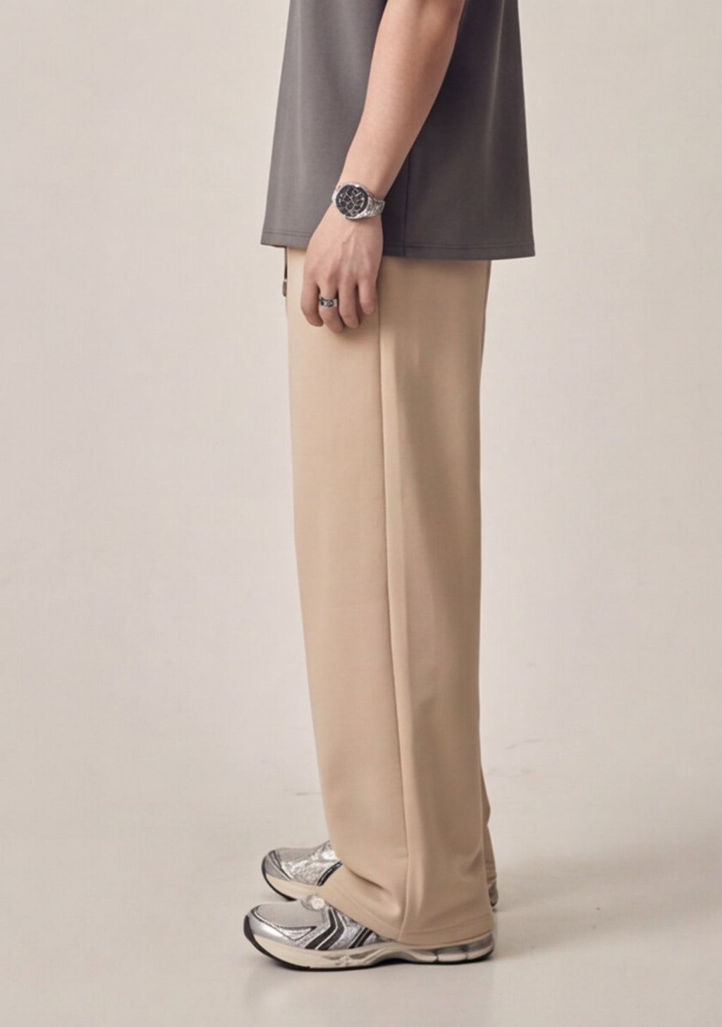 Sand Beige Relaxed Fit Trousers