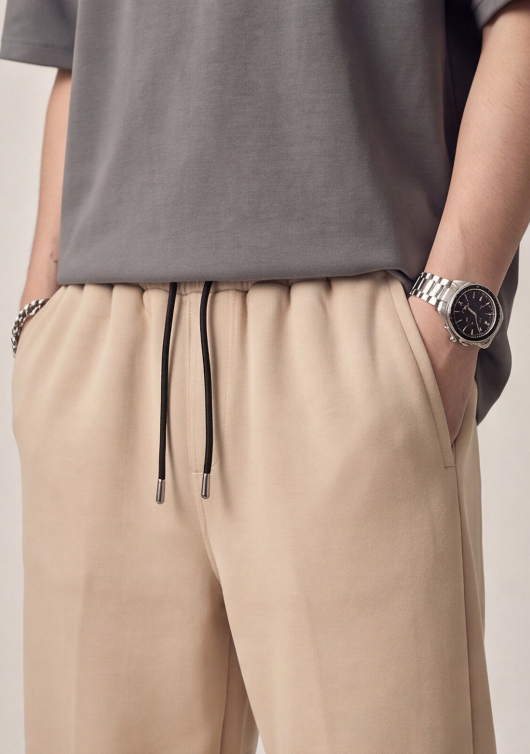 Sand Beige Relaxed Fit Trousers